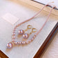 Vintage Elegant Zirconia Imitation Pearl Necklace & Earrings