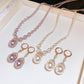 Vintage Elegant Zirconia Imitation Pearl Necklace & Earrings