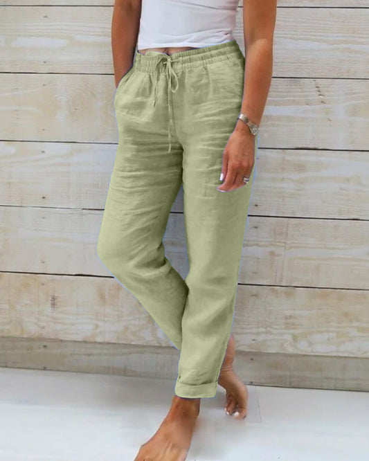 📢📢50% OFF !!!⏰Women's  Elastic Waist Cotton Linen Wide Leg Pants
