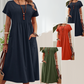 Women’s Pleated Dress with Short Sleeves and Pockets