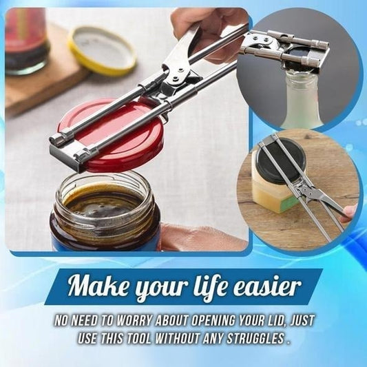 🥫 50% OFF! ✨ Adjustable Stainless Steel Can & Jar Opener – Effortless Twist with Maximum Leverage, Universal Clamp Fits 0.8"-4" Lids & Deep-Toothed Non-Slip Grip – Ideal for Seniors, Arthritic & Weak Hands 🍾