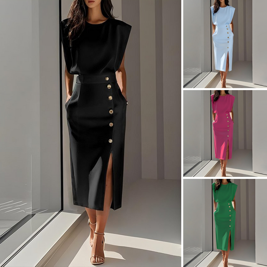 👗 LIMITED-TIME 50% OFF! ✨ Slit Midi Dress – Elegant High Slit, Body-Hugging & Versatile for Cocktail to Evening 🥂