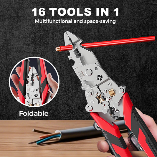16-In-1 Foldable Stainless Steel Wire Stripper