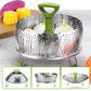 🥦 50% OFF! ✨ Foldable Stainless Steel Steamer Basket – Expandable Flower-Petal Design Fits Multiple Pot Sizes, Removable Center Handle & Heat-Resistant Silicone Feet – 100% Food-Grade Rustproof Multi-Use Steamer, Colander & Serving Bowl 🍲
