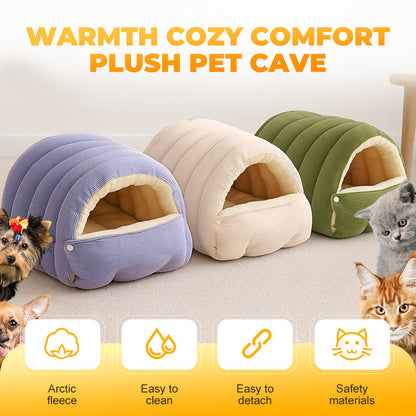 😸 50% OFF! ✨ Warm Cozy Plush Pet Cave – Insulated Cloud-Soft Plush, Draft-Free Dome Design & Double-Dose PP Cotton – Adjustable Entryway with Spacious Interior for Deep Restful Sleep 🛏️
