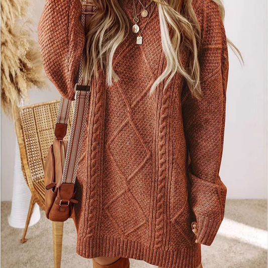 ⏳Time-Limited Special⏰ Trendy Cable-Knit Loose-Fit Sweater Dress