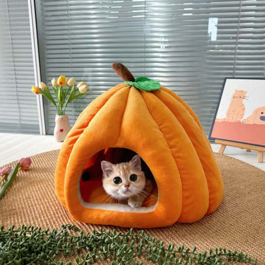 💥 LIMITED TIME 50% OFF! 🐾 Warm & Cozy Semi-Enclosed Pet Bed – Thickened Plush, All-Season Comfort & Moisture-Resistant Base ✨