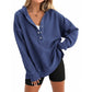 🎉 LIMITED TIME 50% OFF! 🧥 Women's Fashion Long Sleeve Hoodie – V-Neck Button Design & Relaxed Fit with Side Slits 🌸