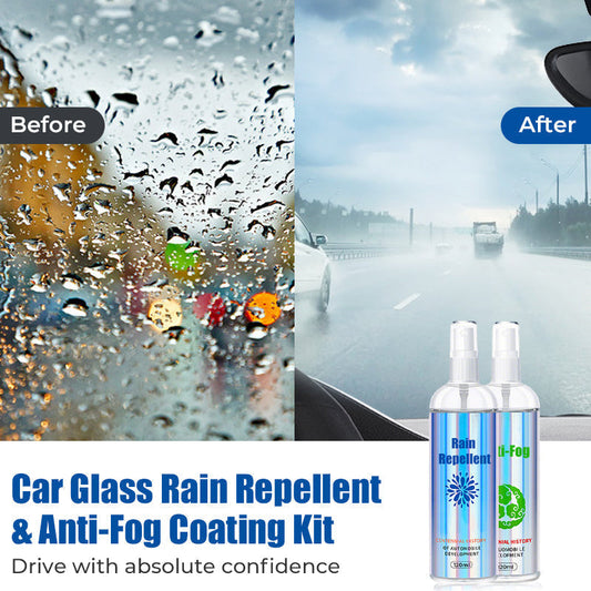 Car Glass Rain Repellent & Anti-Fog Coating Kit