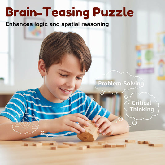🔥 70% OFF! ✨ Luban Lock Wooden Puzzle - Stimulates Spatial Intelligence, Natural Wood Design, Educational Family Game 🧩🤲