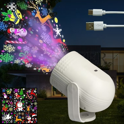 ⏳Limited-time 50% off⏰Magical Christmas USB LED Projection Light – 12+ Festive Patterns, Plug & Play for Home/Party Decor🎅🎄
