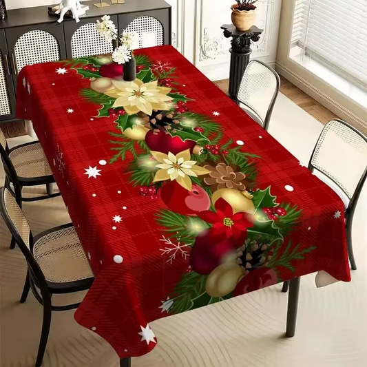🎅 50% OFF! ✨ Waterproof & Spillproof Rectangular Christmas Tablecloth – Lotus-Leaf Hydrophobic Coating Beads Up Wine & Oil, Premium Heavyweight Wrinkle-Resistant Polyester, Vibrant Fade-Resistant Holiday Print – 7 Sizes for Every Table 🎄