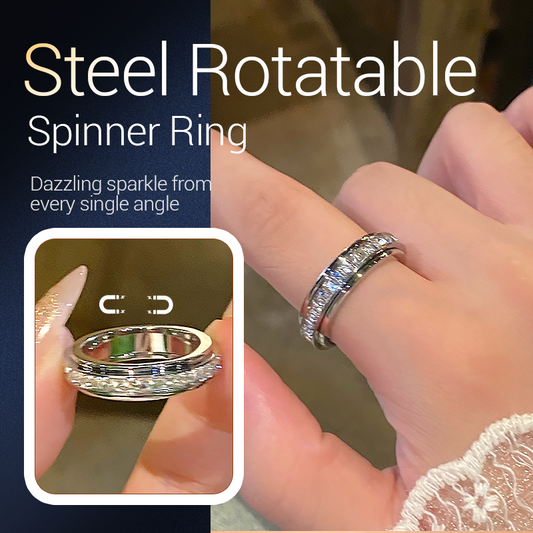 📍 LIMITED TIME 50% OFF! 💍 Titanium Steel Rotatable Spinner Ring with Zirconia – Stress-Relief Design, 18K Gold Plating & Hypoallergenic ✨