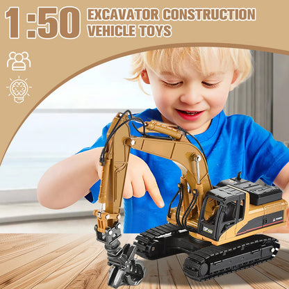 🚜 50% OFF! ✨ 1:50 Excavator Construction Vehicle Toys – Premium Zinc Alloy Build, Highly Restored Movable Parts & Push-and-Slide Fun – Endless Building Adventures for Kids 🏗️