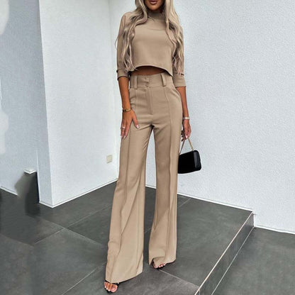 📢40%  OFF!⏰Women's Elegant Crop Top & Wide-Leg Pants Set