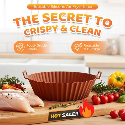 🍳 50% OFF! ✨ Reusable Silicone Air Fryer Liner Basket – Food-Grade BPA-Free Non-Stick Heat-Resistant Tray with Ergonomic Handles & Raised Oil Drainage Ridges, 360° Air Circulation for Crispy Results – Dishwasher Safe Multi-Appliance Compatible 🧁