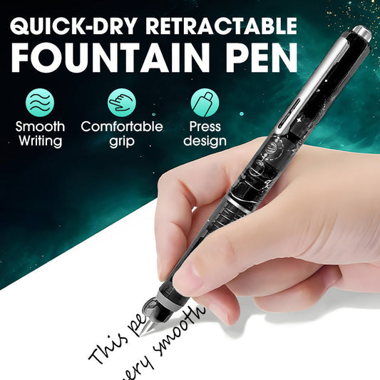 🖊️ LIMITED-TIME 50% OFF! ✨ Retractable Fountain Pen Set – Quick-Dry, Fine Tip, 5 Extra Cartridges 📝