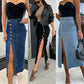 🎁2026 New Arrivals 50% OFF💥New arrivals offer-Stylish Button Closure Split Denim Bodycon Skirt✨
