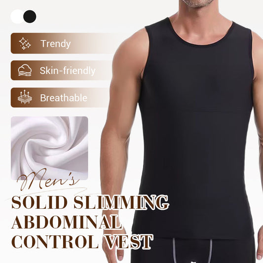 🔥 Pro-Favorite Men's Solid Slimming Abdominal Control Vest – Blended Fabric – Breathable 💪