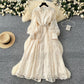 Vintage Embroidered Lantern Sleeve Dress