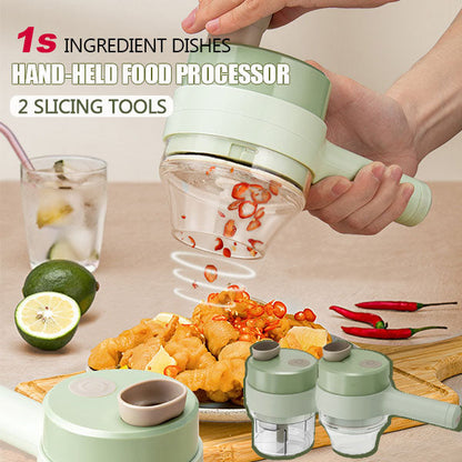 🥗 50% OFF! ✨ 4-in-1 Handheld Electric Vegetable Cutter & Garlic Chopper Set – Direct-to-Pot Open Feeding Port, 304 Stainless Blades Slice Mince Peel, 5-Second Self-Cleaning & Cordless USB-C Rechargeable – Olive Green 🔪