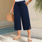 💎 60% OFF! 💎 Ribbed Wide-Leg Capri Pants – Elastic Drawstring Waist, Side Pockets & Slit Hem (Army Green/Navy/Black | 1XL–5XL) 👖🌿
