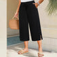 💎 60% OFF! 💎 Ribbed Wide-Leg Capri Pants – Elastic Drawstring Waist, Side Pockets & Slit Hem (Army Green/Navy/Black | 1XL–5XL) 👖🌿