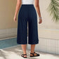 💎 60% OFF! 💎 Ribbed Wide-Leg Capri Pants – Elastic Drawstring Waist, Side Pockets & Slit Hem (Army Green/Navy/Black | 1XL–5XL) 👖🌿