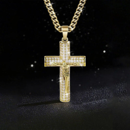 ✝️ 50% OFF NOW! 🔥 Jesus Crucifix Pendant Necklace – 14K Gold Plated, Gift Box & Spiritual Protection 🙏