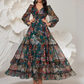 ⏰Romantic V-Neck Lantern Sleeve Floral Dress👗