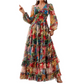 ⏰Romantic V-Neck Lantern Sleeve Floral Dress👗