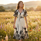 👗 50% OFF NOW! 🌸 Women's Botanical Print Midi Dress – V-Neck, A-Line & Flutter Sleeves 🌿