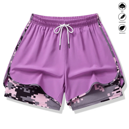 🔥 50% OFF NOW! 🏃‍♀️ 2-in-1 Athletic Shorts – Breathable, Camo Liner & Pockets for Women ✨