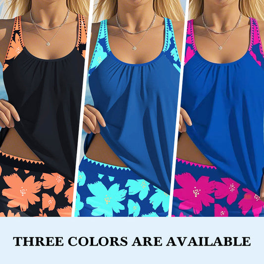 🥳2026 HOT SALE🥳💞50K+ SOLD!✨👙Women's Print Tankini & Shorts 2-Piece Swimwear Set