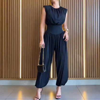 💎 -50% on Elegant High Waist Jumpsuit！💎 Padded Shoulders, Corset Waist & Dramatic High-Slit for a Powerful Statement✨