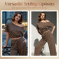 💎 -50% ON WOMEN'S OFF-SHOULDER TOP & PANTS 2-PIECE SET! 💎 Asymmetrical Design, Soft Fabric & Wide-Leg Pants ✨