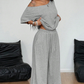 💎 -50% ON WOMEN'S OFF-SHOULDER TOP & PANTS 2-PIECE SET! 💎 Asymmetrical Design, Soft Fabric & Wide-Leg Pants ✨