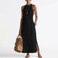 🌿 LIMITED TIME 50% OFF! ☀️ Women's Vintage Cotton Linen Lace Patchwork Midi Dress – Halter Neck & Side Slit 🌸