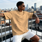 ✨ Men's Loose Fit Short Sleeve Shirt – Premium Cotton Blend, Urban Graphic Print & Oversized Casual Style🏙️