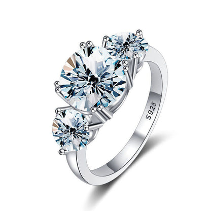 💍 LIMITED TIME 50% OFF! ✨ Three Stones Moissanite Engagement Ring – 2.0ct D Color VVS1 Center, 0.5ct×2 Sides, Past-Present-Future Sparkle 💎