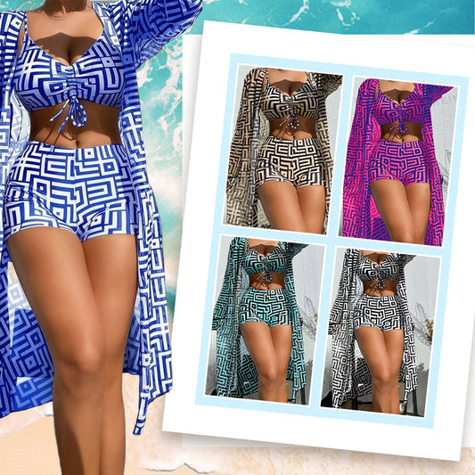 👙 50% OFF NOW! 🌊 Women's 3-Piece Geometric Print Swimwear Set – Versatile, Supportive & Quick-Drying ✨
