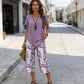 📢📢50% OFF !! ⏰Casual Round Neck Layered Tunic Top and Wide Leg Pants Set