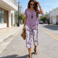 📢📢50% OFF !! ⏰Casual Round Neck Layered Tunic Top and Wide Leg Pants Set