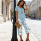 📢📢50% OFF !! ⏰Casual Round Neck Layered Tunic Top and Wide Leg Pants Set