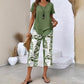 📢📢50% OFF !! ⏰Casual Round Neck Layered Tunic Top and Wide Leg Pants Set