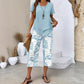 📢📢50% OFF !! ⏰Casual Round Neck Layered Tunic Top and Wide Leg Pants Set