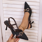 💐50% OFF ! 💋Pointed-Toe Back-Strap Heels – Sensual & Modern Look with Gold Chain 🌟