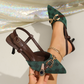 💐50% OFF ! 💋Pointed-Toe Back-Strap Heels – Sensual & Modern Look with Gold Chain 🌟