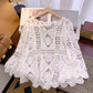 👒 LIMITED TIME 50% OFF! 🌊 Women's Vintage-Inspired Lace Cover-Up Blouse – Flare Sleeves, Bohemian Beachwear 🌸