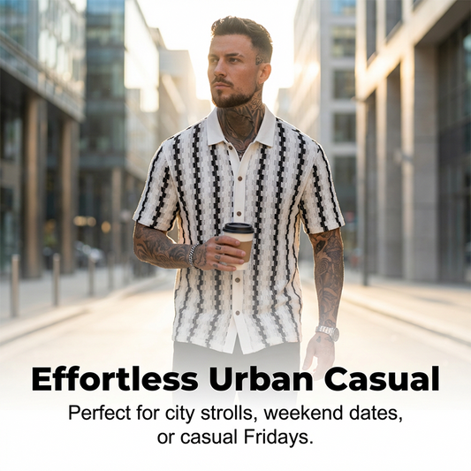 🎉New Season Drop!✨ Men's Short Sleeve Retro Geometric Knit Shirt